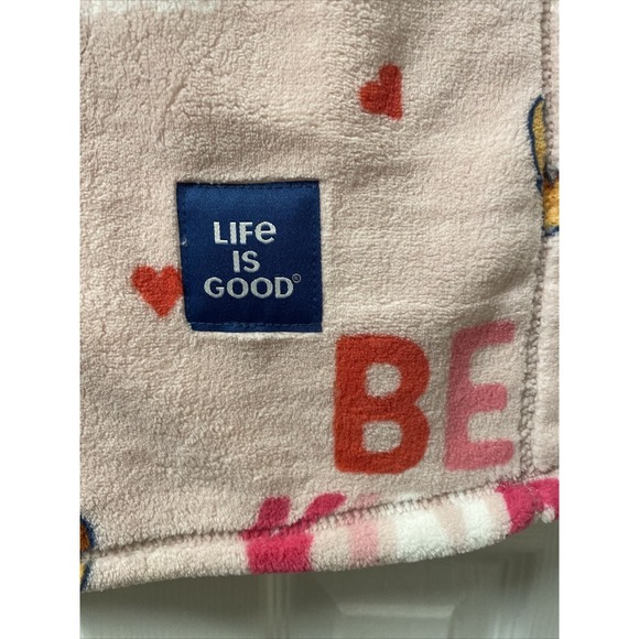 BE KIND Dogs Throw Blanket NWT 50x70” Life Is Good Pink Pet Rescue Adoption NEW - Picture 5 of 6
